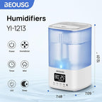 5L Top Fill Ultrasonic Humidifier,Cool Mist Humidifiers with Timer & Humidity Control for Bedroom, Baby, Large Rooms & Plants (White-2)