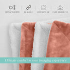 Elegant Comfort Throw Blanket, Reversible Sherpa Flannel, Ultra-Soft, Fuzzy, Cozy and Plush- All Season Lightweight Decorative Throw, 50 x 60 inches, Solid Sherpa Throw, Coral