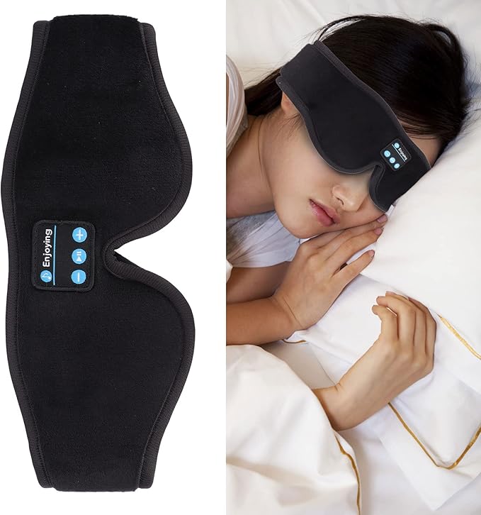 LICAEVEY Bluetooth Sleep Headphones Eye Mask Combo, Wireless Music & Light Blocking Goggles for Side Sleepers with 10H Playtime, Ideal for Insomnia & Travel