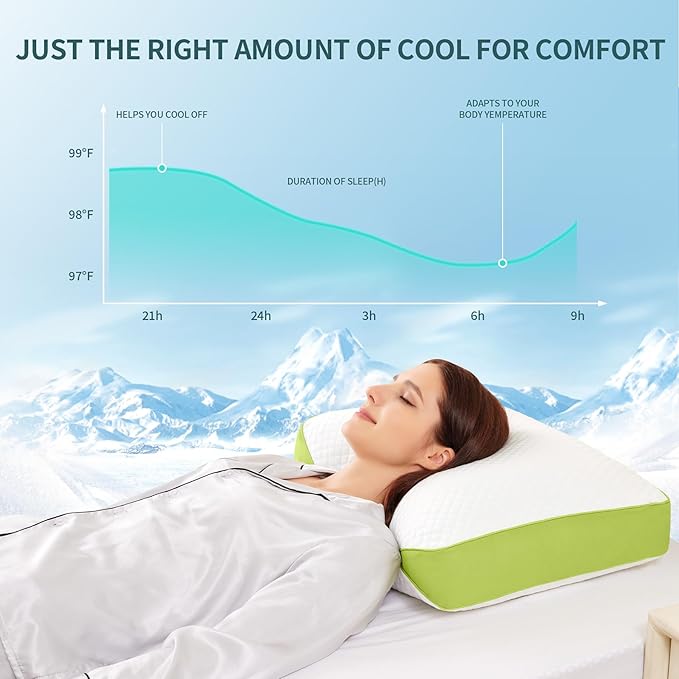 Luxury Hotel Cooling Pillow for Sleeping,Medium Firm Shredded Memory Foam Pillows Standard Size Set of 2,with Zipper Adjustable Supportive