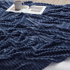 Nestl Blue Throw Blanket for Couch - Cozy Warm Fuzzy Blankets for Women, Set of 2 Small Fleece Throws for Girls - Navy Blue, 50 x 60 Inches