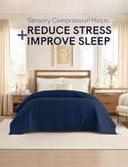 YnM Cotton King Size Weighted Blanket for Adults (88x104 Inches, 25 Pounds, Navy), Smallest Compartments with Cooling Glass Beads,Heavy Blanket for Two Persons of 140~240lbs on Queen or King Bed