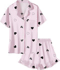 Umeyda Girls & Women Satin Pajamas Set Button Down 2 Piece Silk Pjs Shorts Set Ruffle Sleepwear, 5 Years-Women L