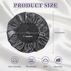 ZHENSILK 2Pcs Silk Bonnet for Sleeping, Satin Hair Bonnets, Soft Elastic Band Silk Sleep Cap, Hair Wrap for Women(Black Purple)