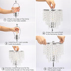 Touch Control Crystal Table Lamp with USB C+A Charging Ports, 3-Way Dimmable Bedside Touch Lamp Decorative Nightstand Lamp with Elegant Lampshade for Living Room Bedroom, B11 LED Bulb Included