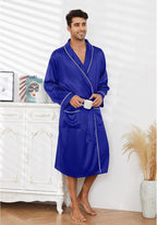Vulcanodon Men’s Satin Robe Lightweight,Men's Luxurious Silk Kimono Bathrobe