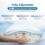 QUTOOL Cooling Pillows for Sleeping,Shredded Memory Foam Pillows King Size Set of 1,Adjustable Soft & Firm Gel Bed Pillow for Side, Back, Stomach Sleepers
