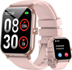 Smart Watch for Men Women, 1.85" HD Fitness Tracker with Bluetooth Calls, 5 ATM Waterproof, 130+ Sport Modes, 24/7 Heart Rate/Sleep Monitor, Pedometer, Calories, Smartwatch for Android iOS (Pink)