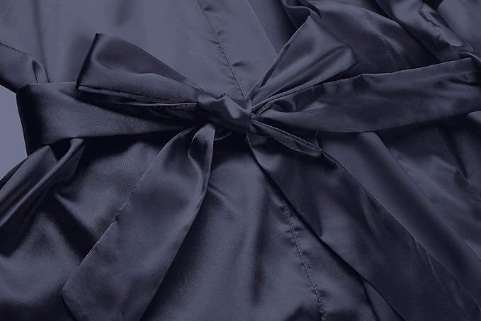 Women's Satin Kimono Robe Wedding Getting Ready Silky Bathrobe Short Bridesmaid Dressing Gown