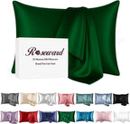 Green Silk Pillow Cases Made in USA, Oeko-TEX Certified 22 Momme Mulberry Silk Pillowcase for Hair and Skin Standard Size with Zipper, Anti Wrinkle,1 Pcs 20"x26" (Standard, Emerald)