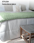YnM Chunky Throw Blanket, Medium-Weight, Hand Knitted with Chenille Yarn, Skin Friendly, Ventilated and Breathable, Machine Washable, Home Décor Piece for Couch, Sofa and Bed (Sage Green, 60x80 Inch)