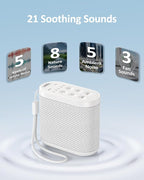 Portable Travel Sound Machine for Adults, Baby Sleeping : Super Long-Lasting & Rechargeable Battery, Headphone Jack, 21 Sounds - White Noise Machine for Office Privacy & Noise Canceling, Home, Gift