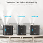 JRD Humidifiers for Bedroom, Ultrasonic Humidifier 4L for Large Room, Cool Mist Top-Fill, 40H Run, 12H Timer, 360° Nozzle, Aroma Diffuser, 7-Color Night Light for Home, Office, Baby, Pets, Plants