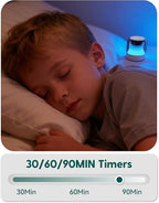 Babelio Pocket Glow White Noise Sound Machine - Upgraded 7 Color Night Lights, 20 Non-Looping Sounds, Timer & Memory Function, Portable for Adults & Babies, New Black