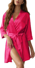 Senert Women's Silk Kimono Robe - Bride Bridesmaid Satin Sleepwear for Wedding Party - Short Silky Bathrobe