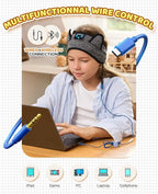 Kids Headband Headphones-Toddler Wireless Bluetooth Headphones with Safe Volume, Wired 3.5mm Jack, Adjustable Sleep Headband-for School/Airplane Travel/Tablet/Kindle, with Travel Bag - Boys & Girls