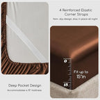 MR&HM Satin Bed Sheets, Twin XL Size Sheets Set, 3 Pcs Silky Bedding Set with 15 Inches Deep Pocket for Mattress (Twin XL, Brown)