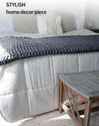 YnM Chunky Throw Blanket, Medium-Weight, Hand Knitted with Chenille Yarn, Skin Friendly, Ventilated and Breathable, Machine Washable, Home Décor Piece for Couch, Sofa and Bed (Lava Grey, 50x60 Inch)