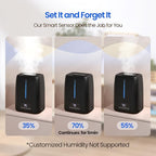 6L Top Fill Ultrasonic Humidifier - Cool and Warm Mist for Bedroom, Baby, Large Rooms & Plants, Smart Humidity Control, Aroma Diffuser, Night Light, 12H Timer, Quiet, Black
