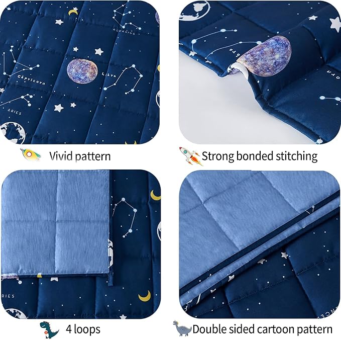 HOSUKKO Weighted Blanket - 5 lbs Cooling Navy Starry Sky Heavy Blanket - Small Size Breathable Blanket for Hot Sleepers(36 * 48 inches, 5 lbs)