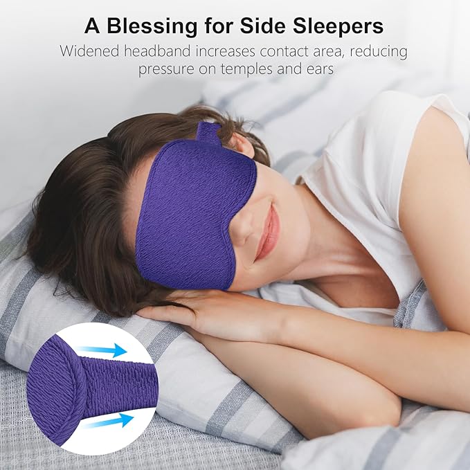 Gritin 100% Blackout Sleep Eye Mask for Women Men,Zero Eye Pressure Sleeping Mask-Ergonomic Design 3D Cutout Eye Movement and Eyelash Friendly Night Blindfold,Soft&Comfortable for Sleeping-Deep Purple