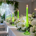 12-Pack Apple Green Taper Candles, 10 Inch Unscented Dripless Candlesticks, Long-Lasting Burn Time of 7-8 Hours, Perfect for Home Décor, Spring and St. Patrick's Day