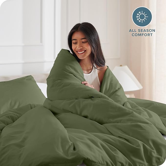 Bare Home Bedding Duvet Cover California King Size - Premium 1800 Super Soft Collection - Lightweight, Cooling - Soft Breathable Bedding Duvet Cover (Cal King, Cypress)