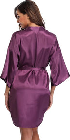 Robe for Women Silky Lightweight Satin Kimono Bride Bridesmaids Wedding Party Robes Dressing Gown Summer Loungewear