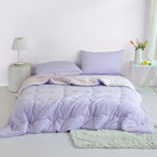 COTTEBED Reversible Softness Pink Purple Twin Comforters Sets for Girl Kids College Dorm, Cute Jersey Knit Lightweight Breathable Fluffy Cozy Comfy Bed Down Comforter Quilt for All Season Twin/Twin XL