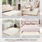 Shag Cream Rug Small 3x5 Area Rugs for Bedroom Bedside Dorm Living Room, Non-Slip Ultra Soft Fluffy Rugs for Kids Room, Girls Room, Study, Office, Playroom, Easy to Clean, Small Carpet Décor