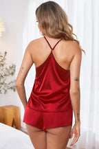 Ekouaer Silk Pajamas Set for Women Satin Lingerie Pjs Cami Top and Shorts Soft 2 Piece Nightwear