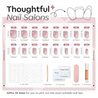 Modelones Soft Pink Press on Nails, Spring Short Square Fake Nails, Semi-Transparent Reusable Nail Kit with Nail Glue Adhesive Tabs Mini Nail File, Nails Press Ons 32Pcs16 Sizes, Women Girl Gift