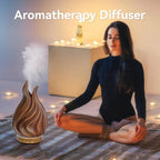 200ml Essential Oil Diffuser for Home, Wood Grain Cover Aromatherapy Diffuser, Cool Mist Humidifier with Safe Auto Shut-Off and 2 Mist Modes & 7 Color LED Night Lights for Office Room (VASE02)