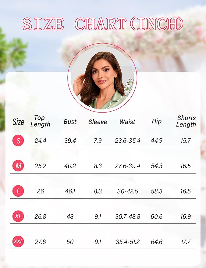 EPLAZA Silk Pajamas for Women Satin Pajamas Set 5 Pcs Long Sleeve Print Pattern Button Down Pjs Sleepwear Loungewear Set