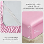 MR&HM Satin Bed Sheets, Full Size Sheets Set, 4 Pcs Silky Bedding Set with 15 Inches Deep Pocket for Mattress (Full, Pink)