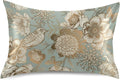 Vintage Peonies and Bird Satin Pillowcase for Hair and Skin, Blue and Gold Peonies Silk Pillow Case with Envelope Closure, Standard Size 20x26 inches, Sage Green, 1 PC