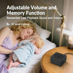 White Noise Sound Machine, Noise Machine for 20 Soothing Sounds, 2 Customizable Shortcut Buttons, Timer, Memory Function, USB-A Cable Included (Battery&Adapter NOT Included)for Baby, Kids&Adult(Black)