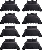 IR Imperial Rooms 8 Pack California King Quilt Bedding Set (118"x106") - Bulk Wholesale for Hotels, Guest Bedroom & Airbnbs - Lightweight Microfiber Reversible Embossed Quilts Bedspread (Black)