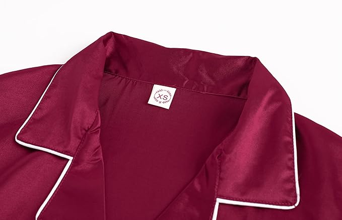 Hupohoi Unisex Girls Boys Kids Pajama Sets Button Down Satin Sleepwear Nighty 3PCS Silky Lounge Sets Nightwear