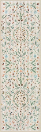 Lahome Chloe Insect Botanical 2'6"x8 Hallway Runner Rug,Kitchen Runner Rugs Non Skid Washable Bathroom Carpet Runners, Soft Non-Slip Indoor Rug Runners for Entryway Laundry Bedroom(Beige,2'6"x8)