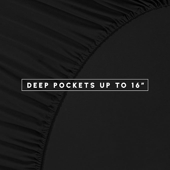 Elegant Comfort 8-Piece Pinch Pleated Comforter Set - All Season Complete Bed in a Bag, Includes 4pc Smart Sheet Set, Bed Skirt, Comforter, Matching Pillowcases and Shams, Twin/Twin XL, Black