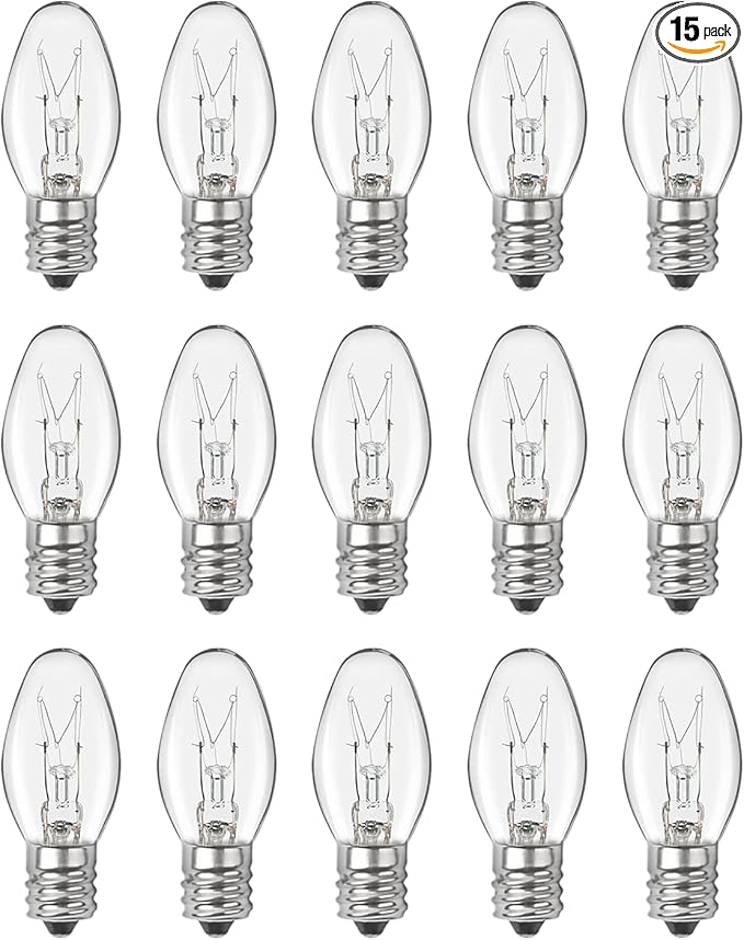OuuKoo 20 Watt Himalayan Salt Lamp Bulbs, Rock Salt Night Light Bulbs with E12 Base for Salt Lamps, Scentsy Warmer Wax Diffuser, Dimmable, Warm White, High Temperature Resistance, 15 Packs