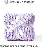 YnM Chunky Throw Blanket, Medium-Weight, Hand Knitted, Skin Friendly, Ventilated and Breathable, Machine Washable, Home Décor Piece for Couch, Sofa and Bed (Iris Lavender, 50x70 Inch)