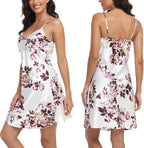 Women's Satin Robe Sets 2 Piece Nightgown Silk Pajama Sexy Floral Lingerie Lace Cami Sleepwear Night Robes