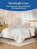 YnM 12lbs Weighted Blanket for Adults, Cooling Nylon/PE Heavy Bed Throw Blanket with Cooling Glass Beads for All Season Use, Ideal for ~110lbs (60x80 Inches, Queen, Jungle Bloom)