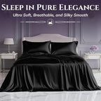 SLEEP SANCTUARY Satin Sheets Twin Size – 3 Piece Luxury Silky Bed Set, Softer Than Silk, 15" Deep Pocket, Cooling & Wrinkle-Free, Moisture-Wicking & Breathable for Hair & Skin (Black)