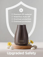InnoGear Essential Oil Diffuser, Ultrasonic Diffusers for Home Aromatherapy Humidifier for Bedroom Room 7 Colors LED 2 Mist Mode Auto Off, Brown