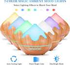500ML Essential Oil Diffuser, Aromatherapy Diffuser with Remote Control, Multifunctional Air Diffusers for Home Office Room, Fragrance Aroma Diffuser with 7 Color LED & 2 Mist Mode, Light Brown