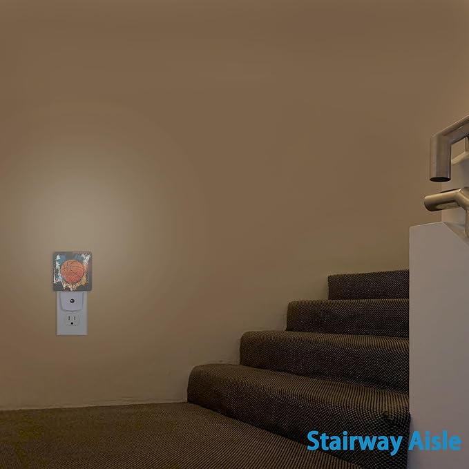 Night Lights Plug into Wall Vintage Grunge Basketball Night Lights Dusk to Dawn Sensor Led Lamp for Women Men,Led Lights for Stairway/Hallway/Bedroom,0.5W