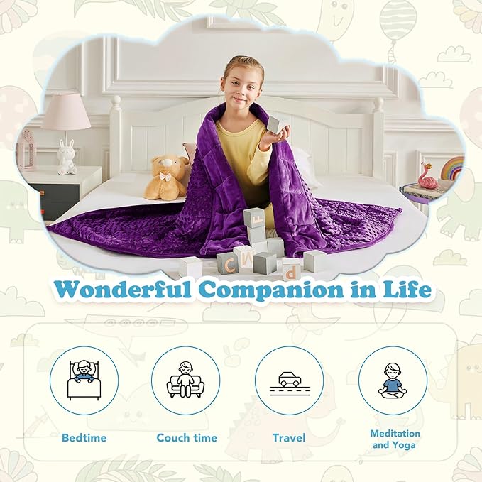CuteKing Weighted Blanket - 40"x60" 10lbs Minky Dots Heavy Blanket with Glass Beads Soft Breathable for All-Season Summer Fall Winter Thick Comfort for